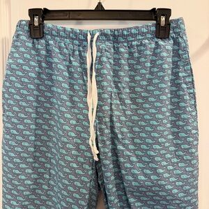 Vineyard Vines Mens XS Gray/Aqua Repeating Whale Print Pajama/Lounging Pants